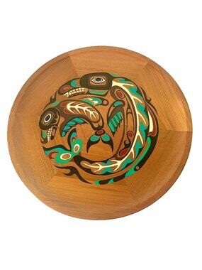 Canadian Indigenous Art Charger Plate Native American Western Red Cedar Wall Han